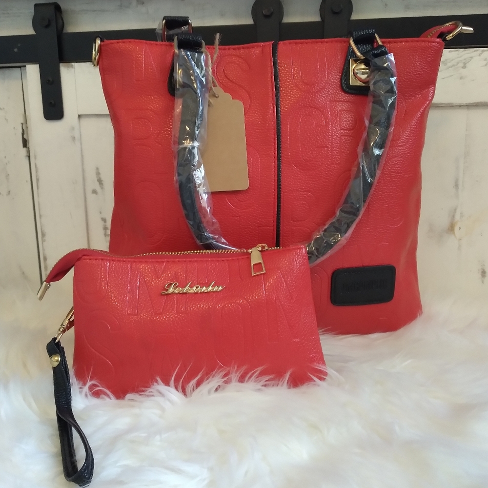 Red and Black Hobo Bag
